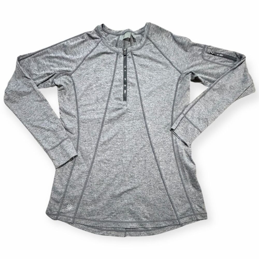 ATHLETA Women’s Gray Long Sleeve Velocity 1/4 Zip Pullover Medium Style #72775